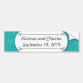 Modern Turquoise Chartreuse Damask Wedding Bumpersticker (Voorkant)