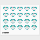Modern Turquoise Chartreuse Damask Wedding Hart Sticker (Vel)