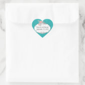 Modern Turquoise Chartreuse Damask Wedding Hart Sticker (Tas)