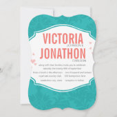 Modern Turquoise Chartreuse Damask Wedding Kaart (Voorkant)