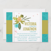 Modern Turquoise Chartreuse Damask Wedding Kaart (Voorkant)