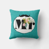 Modern Turquoise Chartreuse Damask Wedding Kussen (Achterkant)