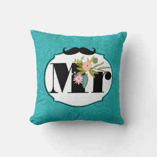 Modern Turquoise Chartreuse Damask Wedding Kussen