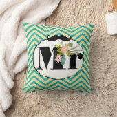 Modern Turquoise Chartreuse Damask Wedding Kussen (Deken)