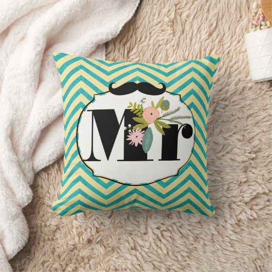 Modern Turquoise Chartreuse Damask Wedding Kussen (Deken)