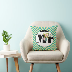 Modern Turquoise Chartreuse Damask Wedding Kussen