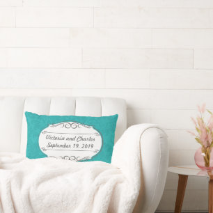Modern Turquoise Chartreuse Damask Wedding Kussen