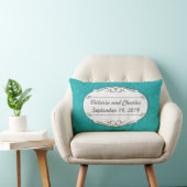 Modern Turquoise Chartreuse Damask Wedding Kussen (Stoel)
