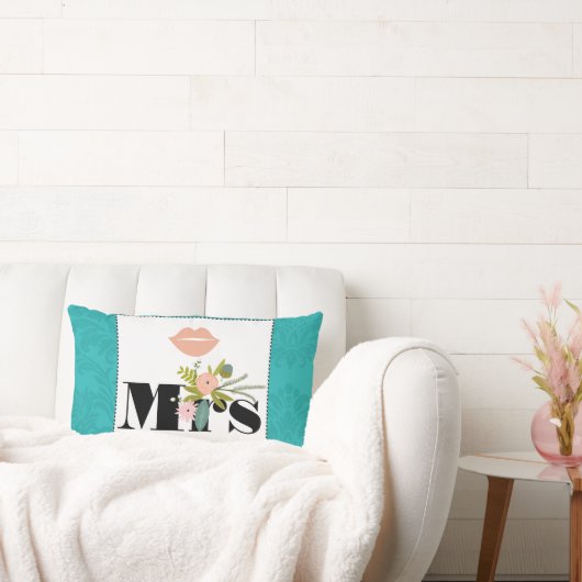 Modern Turquoise Chartreuse Damask Wedding Kussen (Bank)