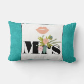 Modern Turquoise Chartreuse Damask Wedding Kussen (Achterkant)