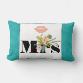 Modern Turquoise Chartreuse Damask Wedding Kussen (Voorkant)