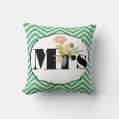 Modern Turquoise Chartreuse Damask Wedding Kussen (Voorkant)