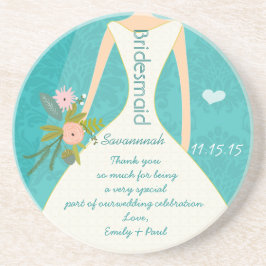 Modern Turquoise Chartreuse Damask Wedding Zandsteen Onderzetter