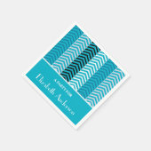 Modern Turquoise Chevron Stripes met naam Servet (Hoek)