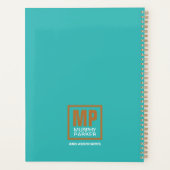 Modern Turquoise Copper Monogrammed Logo Planner (Achterkant)