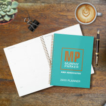 Modern Turquoise Copper Monogrammed Logo