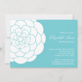 Modern Turquoise Dahlia Bloom Birthday Party Kaart (Voorkant)