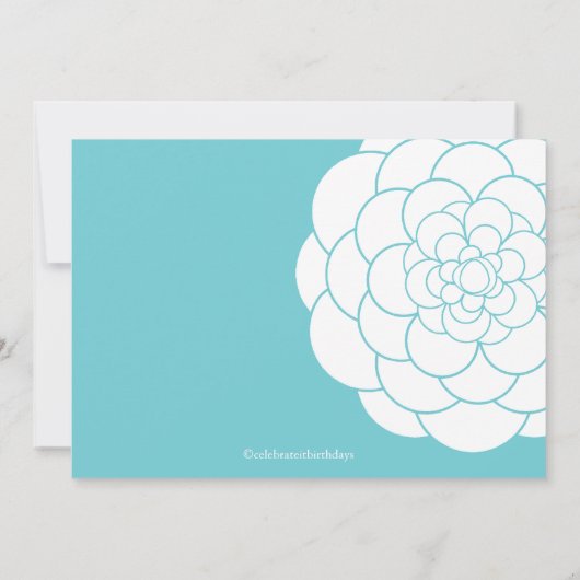 Modern Turquoise Dahlia Bloom Birthday Party Kaart (Achterkant)