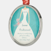 Modern Turquoise Damask Wedding Metalen Ornament (Links)