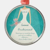 Modern Turquoise Damask Wedding Metalen Ornament (Voorkant)