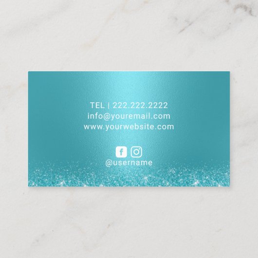 Modern Turquoise Drift Roos Gold Makeup Hair Salon Visitekaartje (Achterkant)