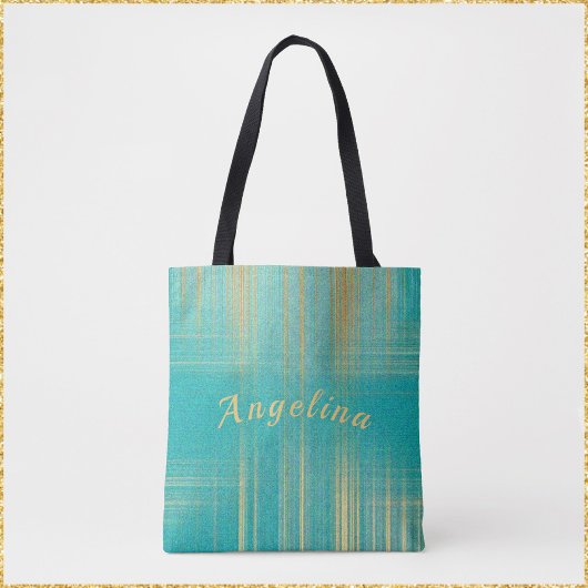Modern Turquoise en Gold Tote Bag