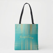 Modern Turquoise en Gold Tote Bag (Voorkant)