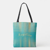 Modern Turquoise en Gold Tote Bag (Achterkant)
