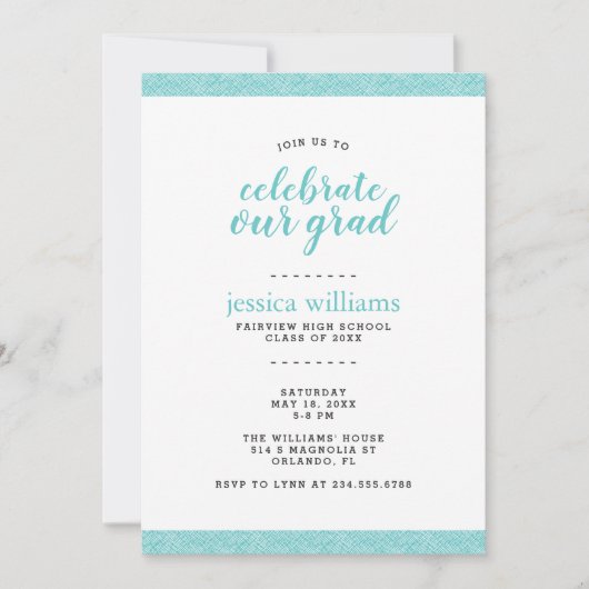 Modern Turquoise en Gray Graduation Party Kaart (Voorkant)