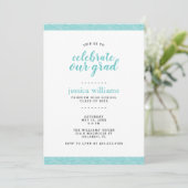 Modern Turquoise en Gray Graduation Party Kaart (Staand voorkant)