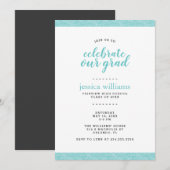 Modern Turquoise en Gray Graduation Party Kaart (Voorkant / Achterkant)