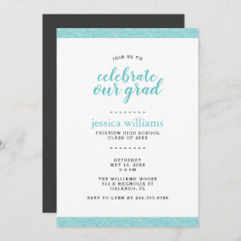 Modern Turquoise en Gray Graduation Party Kaart
