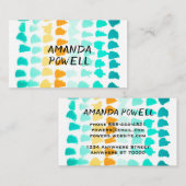 modern turquoise en oranje abstract patroon visitekaartje (Voorkant / Achterkant)