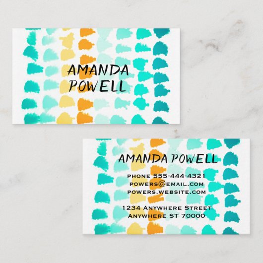 modern turquoise en oranje abstract patroon visitekaartje (Voorkant / Achterkant)