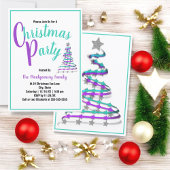 Modern Turquoise en Orchid Kerstparty Invite Kaart