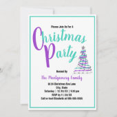 Modern Turquoise en Orchid Kerstparty Invite Kaart (Voorkant)