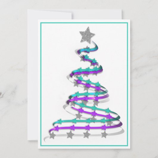 Modern Turquoise en Orchid Kerstparty Invite Kaart (Achterkant)