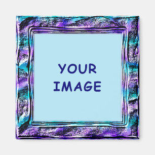 Modern Turquoise en Paarse Faux Border Magneet