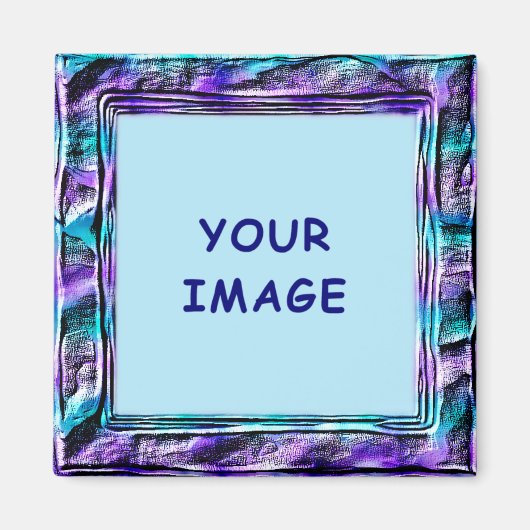 Modern Turquoise en Paarse Faux Border Magneet (Voorkant)