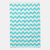 Modern turquoise en witte Chevron Zigzag patroon Theedoek (Verticaal)