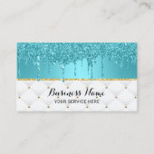 Modern Turquoise Faux Glitter Drijpt luxe Visitekaartje (Voorkant)