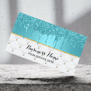 Modern Turquoise Faux Glitter Drijpt luxe Visitekaartje