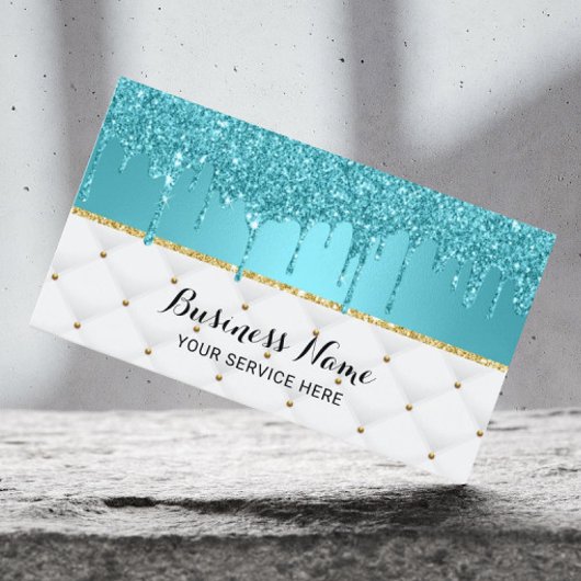 Modern Turquoise Faux Glitter Drijpt luxe Visitekaartje