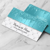 Modern Turquoise Faux Glitter Streven Luxe #2 Visitekaartje