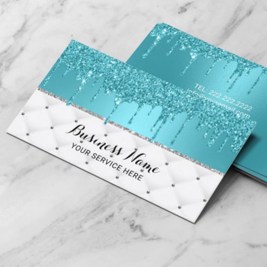 Modern Turquoise Faux Glitter Streven Luxe #2 Visitekaartje