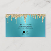 Modern Turquoise Faux Gold Glitter maakt luxe Visitekaartje (Achterkant)