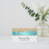 Modern Turquoise Faux Gold Glitter maakt luxe Visitekaartje (Staand voorkant)