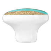 Modern Turquoise Faux Gold Glitter Stripes Patroon Keramische Knop (Zijkant)