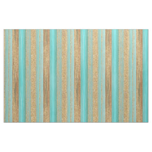 Modern Turquoise Faux Gold Glitter Stripes Patroon Stof