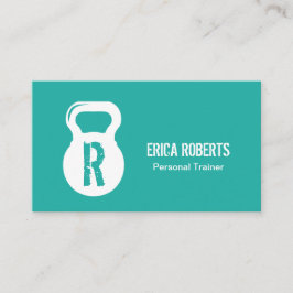 Modern Turquoise Fitness Personal Trainer Monogram Visitekaartje